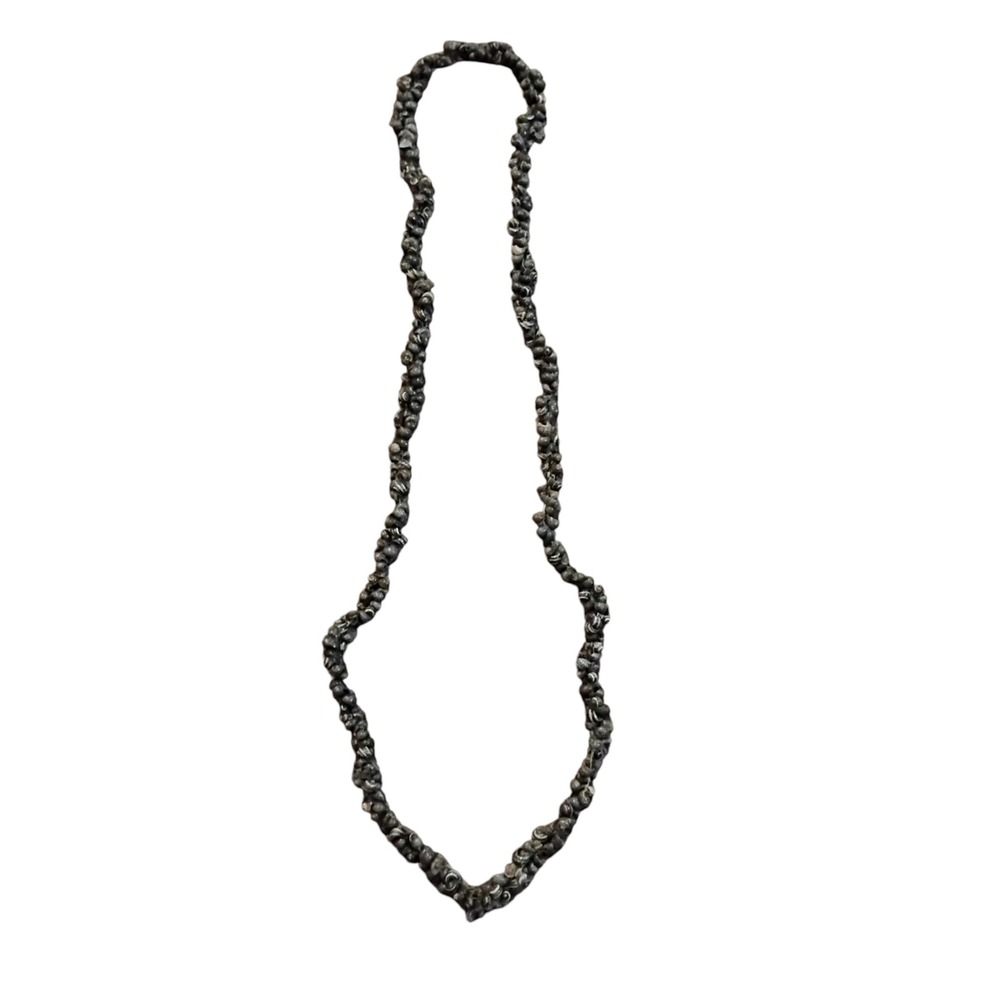 Hawaiian Mongo Shell Lei Necklace Natural Grey Brown Tropical Beach Boho 15in